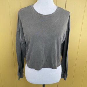 Sky & Sparrow women M cotton blend drop shoulder Longsleeve top grey